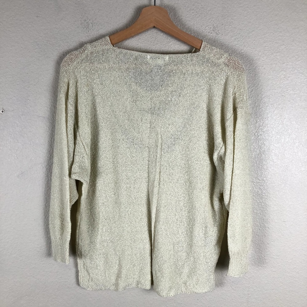 Campus Casuals Shirt Sweater Womens Large Off White Knit Loose Neck Sheer Casual - Picture 2 of 16